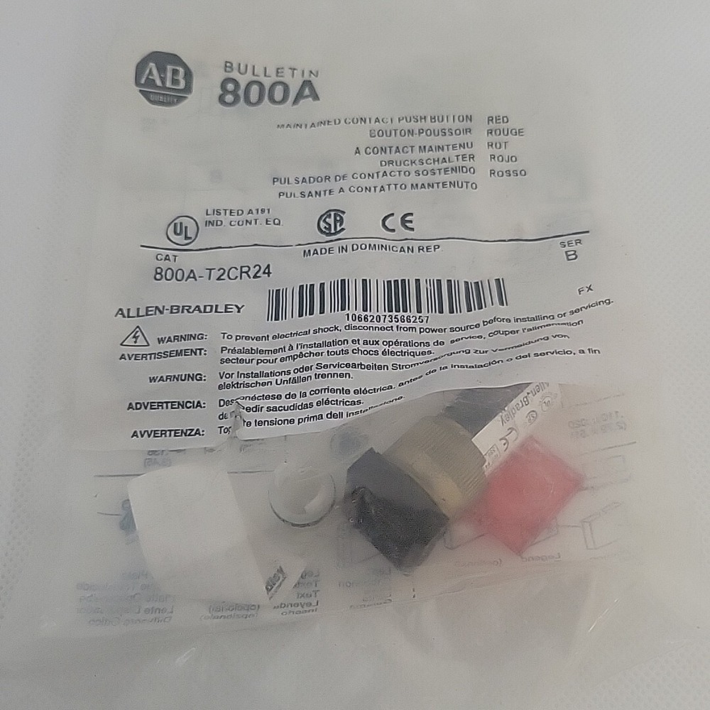 Allen-Bradley 800A-T2CR24 Maintained Contact Push Button Red 800A Series B NEW